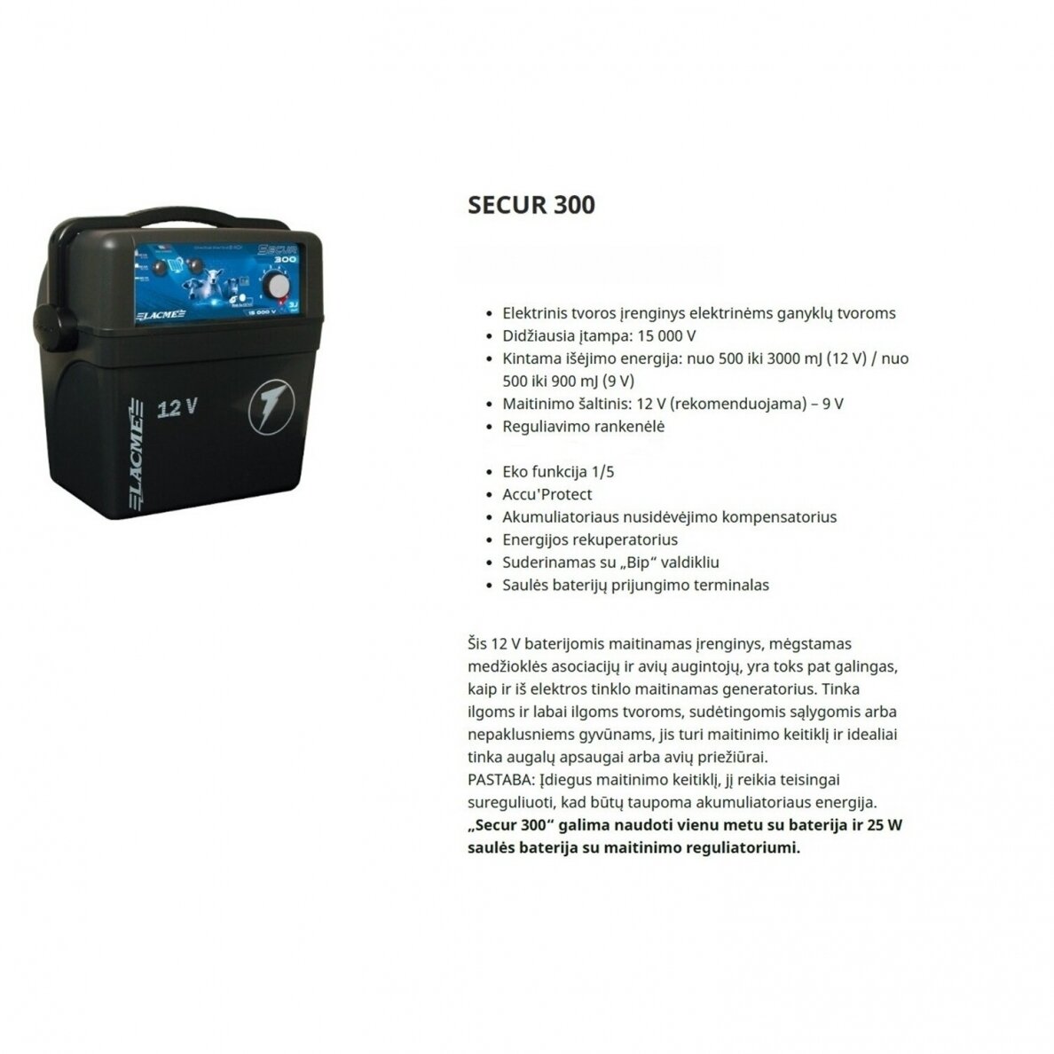 El.piemuo SECUR 300 9-12V