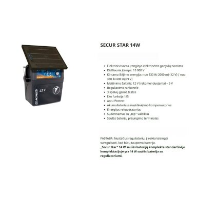 El.piemuo SECUR 200 su saulės panele 14W